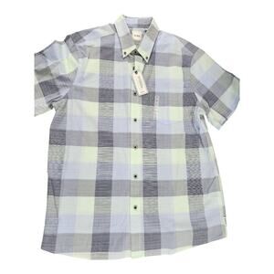 ROWM mens shirt sz large button up short sleeve plaid NWT casual